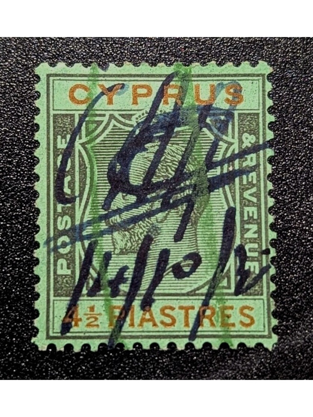Cyprus Sc#102 Written Cancel on Piece 1924 George V